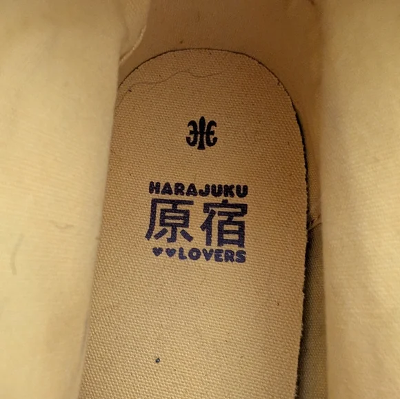 Harajuku Lovers High Top Canvas Sneakers Yellow Gray Kawaii Print Size 10 - Picture 12 of 12